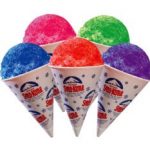 Portions of snow cone ( sirop , cone, straw)